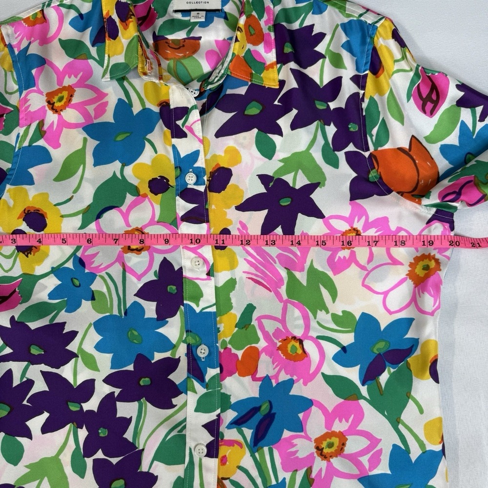 J.Crew Collection 6 Women Spring Silk Floral Button Down Shirt Bold Vibrant Fun - Picture 8 of 10
